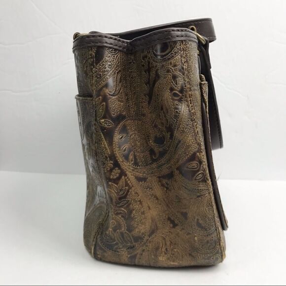 Vintage tooled paisley leather embossed Handbag - Picture 11 of 15